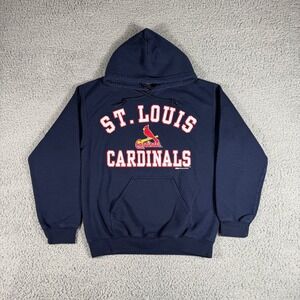 St Louis Cardinals Hoodie Mens Small Blue MLB Baseball Stitches Pullover Fleece